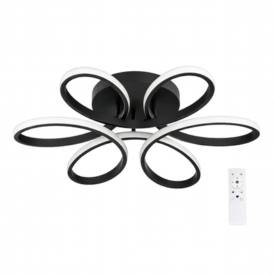 VenCore Lumeo Black 7741-20021 - Μοντέρνο Φωτιστικό Οροφής Πλαφονιέρα LED 60W Μαύρο Αλουμίνιο με Ρυθμιζόμενο CCT Λευκό - Ημέρας - Θερμό & Χειριστήριο - Φ60 x Υ12cm