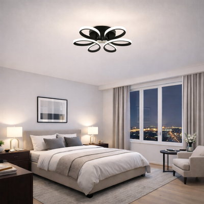 VenCore Lumeo Black 7741-20021 - Μοντέρνο Φωτιστικό Οροφής Πλαφονιέρα LED 60W Μαύρο Αλουμίνιο με Ρυθμιζόμενο CCT Λευκό - Ημέρας - Θερμό & Χειριστήριο - Φ60 x Υ12cm