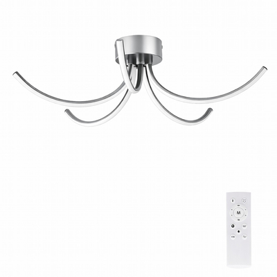 VenCore Vento Silver 7741-20047 - Μοντέρνο Φωτιστικό Οροφής Πλαφονιέρα LED 45W Ασημί Αλουμίνιο με Ρυθμιζόμενο CCT Λευκό - Ημέρας - Θερμό & Χειριστήριο - Φ53 x Υ16cm