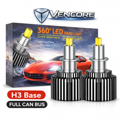 VenCore 3126-10201 - H3 - Ζεύγος Λαμπτήρων LED για Βάση H3 Κυρίως Φωτισμού Αυτοκινήτου η Μοτοσυκλέτας 45 Watt CanBus 4th Gen 18800 (9400+9400) Lumen 12-24 Volt Ψυχρό Λευκό 6000K
