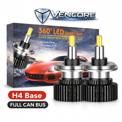 VenCore 3126-10202 - H4 - Ζεύγος Λαμπτήρων LED για Βάση H4 Κυρίως Φωτισμού Αυτοκινήτου η Μοτοσυκλέτας 45 Watt CanBus 4th Gen 18800 (9400+9400) Lumen 12-24 Volt Ψυχρό Λευκό 6000K