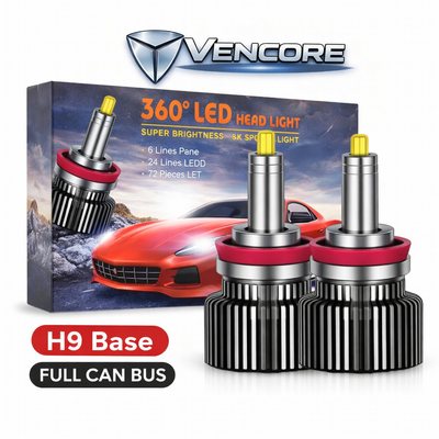 VenCore 3126-10205 - H9 - Ζεύγος Λαμπτήρων LED για Βάση H9 Κυρίως Φωτισμού Αυτοκινήτου η Μοτοσυκλέτας 45 Watt CanBus 4th Gen 18800 (9400+9400) Lumen 12-24 Volt Ψυχρό Λευκό 6000K