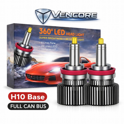 VenCore 3126-10206 - H10 - Ζεύγος Λαμπτήρων LED για Βάση H10 Κυρίως Φωτισμού Αυτοκινήτου η Μοτοσυκλέτας 45 Watt CanBus 4th Gen 18800 (9400+9400) Lumen 12-24 Volt Ψυχρό Λευκό 6000K