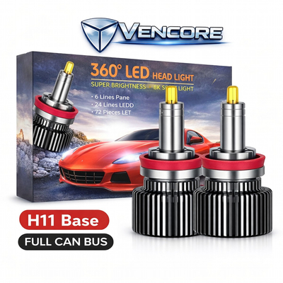 VenCore 3126-10207 - H11 - Ζεύγος Λαμπτήρων LED για Βάση H11 Κυρίως Φωτισμού Αυτοκινήτου η Μοτοσυκλέτας 45 Watt CanBus 4th Gen 18800 (9400+9400) Lumen 12-24 Volt Ψυχρό Λευκό 6000K
