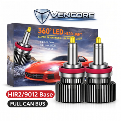 VenCore 3126-10211 - HIR2-9012 - Ζεύγος Λαμπτήρων LED για Βάση HIR2-9012 Κυρίως Φωτισμού Αυτοκινήτου η Μοτοσυκλέτας 45 Watt CanBus 4th Gen 18800 (9400+9400) Lumen 12-24 Volt Ψυχρό Λευκό 6000K