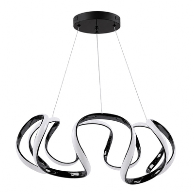 VenCore Nuvia Black 7741-20031 - Μοντέρνο Κρεμαστό Φωτιστικό Οροφής LED 45W Μαύρο Αλουμίνιο με Ρυθμιζόμενο CCT Λευκό - Ημέρας - Θερμό & Χειριστήριο - Φ48 x Υ18cm