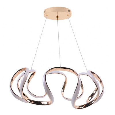 VenCore Nuvia Gold 7741-20033 - Μοντέρνο Κρεμαστό Φωτιστικό Οροφής LED 45W Χρυσό Αλουμίνιο με Ρυθμιζόμενο CCT Λευκό - Ημέρας - Θερμό & Χειριστήριο - Φ48 x Υ18cm