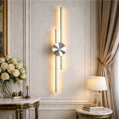 VenCore Aurex Silver 6093-20108 - Μοντέρνο Επιτοίχιο Φωτιστικό Απλίκα LED 60CM 12W Ασημί Αλουμίνιο με Ρυθμιζόμενο CCT Λευκό - Ημέρας - Θερμό - Χειρισμός CCT μέσω Διακόπτη On-Off