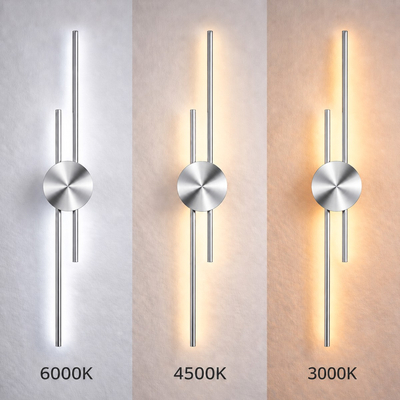 VenCore Aurex Silver 6093-20108 - Μοντέρνο Επιτοίχιο Φωτιστικό Απλίκα LED 60CM 12W Ασημί Αλουμίνιο με Ρυθμιζόμενο CCT Λευκό - Ημέρας - Θερμό - Χειρισμός CCT μέσω Διακόπτη On-Off