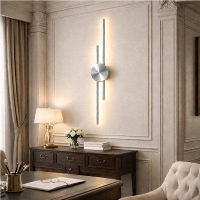 VenCore Aurex Silver 6093-20108 - Μοντέρνο Επιτοίχιο Φωτιστικό Απλίκα LED 60CM 12W Ασημί Αλουμίνιο με Ρυθμιζόμενο CCT Λευκό - Ημέρας - Θερμό - Χειρισμός CCT μέσω Διακόπτη On-Off