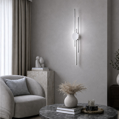 VenCore Stravon Silver 6093-20112 - Μοντέρνο Επιτοίχιο Φωτιστικό Απλίκα LED 60CM 12W Ασημί Αλουμίνιο με Ρυθμιζόμενο CCT Λευκό - Ημέρας - Θερμό - Χειρισμός CCT μέσω Διακόπτη On-Off