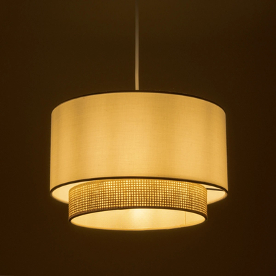 GLOBOSTAR® BASIL 204-0197 Μοντέρνο Κρεμαστό Φωτιστικό Οροφής με Ντουί 1 x E27 AC 220-240V IP20 - Μπεζ & Χρυσό - Μ30 x Π30 x Υ20cm