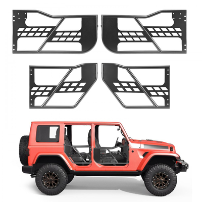 Πόρτες VEVOR Jeep Tube, 4θυρες, συμβατές με Jeep Wrangler JK JKU Unlimited 2007-2018, Χαλύβδινες μπροστινές και πίσω σωληνωτές μισές πόρτες Off Road με τσάντα αποθήκευσης, λαστιχένια μαξιλαράκια, μεντεσέδες βαρέως τύπου και μάνδαλο OE