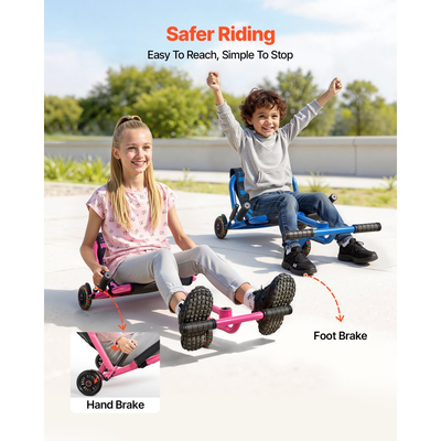 VEVOR Ride on Scooter 68 kg Swing Side-to-Side για εκπληκτική οδήγηση Ροζ, για ηλικίες 4+, Powered by Zig-Zag Motion, Ride on παιχνίδι με 3 ρυθμιζόμενα μήκη, Μοχλός φρένου, Σκληρή επιφάνεια για εσωτερικούς και εξωτερικούς χώρους