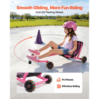 VEVOR Ride on Scooter 68 kg Swing Side-to-Side για εκπληκτική οδήγηση Ροζ, για ηλικίες 4+, Powered by Zig-Zag Motion, Ride on παιχνίδι με 3 ρυθμιζόμενα μήκη, Μοχλός φρένου, Σκληρή επιφάνεια για εσωτερικούς και εξωτερικούς χώρους