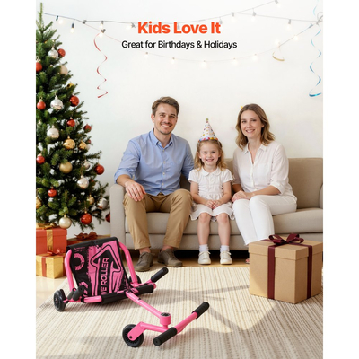 VEVOR Ride on Scooter 68 kg Swing Side-to-Side για εκπληκτική οδήγηση Ροζ, για ηλικίες 4+, Powered by Zig-Zag Motion, Ride on παιχνίδι με 3 ρυθμιζόμενα μήκη, Μοχλός φρένου, Σκληρή επιφάνεια για εσωτερικούς και εξωτερικούς χώρους