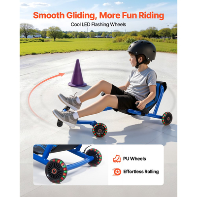 VEVOR Ride on Scooter 68 kg Swing Side-to-Side για εκπληκτική οδήγηση Μπλε, για ηλικίες 4+, Powered by Zig-Zag Motion, Ride on παιχνίδι με 3 ρυθμιζόμενα μήκη, Μοχλός φρένου, Σκληρή επιφάνεια για εσωτερικούς και εξωτερικούς χώρους