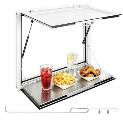 VEVOR Concession Window Πτυσσόμενο Ράφι 915x915mm από Κράμα Αλουμινίου, για Φορτηγό Τροφίμων, Έως 85 Μοίρες, με Πόρτα Τέντας και Γάντζο Σύρσης, Ανθεκτικό στο Νερό της Βροχής
