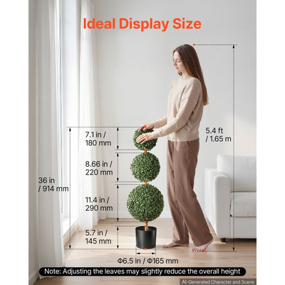 Τεχνητό Topiary VEVOR Boxwood Triple Ball Σετ 2 διακοσμητικών πρασίνου, Premium PE Fax Trees, Faux Green Plant για όλο το χρόνο, εσωτερικούς και εξωτερικούς χώρους, για μπροστινή πόρτα, είσοδο, βεράντα, μπαλκόνι, αίθριο, κήπο