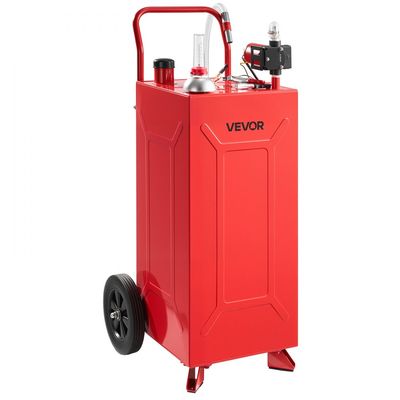VEVOR 113,6L Fuel Gas Caddy, από ανθρακούχο χάλυβα, φορητή δεξαμενή αποθήκευσης μεταφοράς καυσίμου με ηλεκτρική αντλία και 2 τροχούς, δοχείο βενζίνης ντίζελ, για αυτοκίνητα, χλοοκοπτικά, ATV, σκάφη, μοτοσικλέτες, κόκκινο