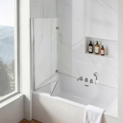 Πόρτα ντους VEVOR 1200 x 1400mm ημι-πλαίσιο, διπλή πόρτα μπανιέρας, διαφανές σκληρυμένο γυαλί 6 mm, εύκολη καθαριότητα με νανοεπίστρωση, πτυσσόμενη 180°, ρυθμιζόμενη ταινία στεγανοποίησης, για μπανιέρα μπάνιου, ασημί