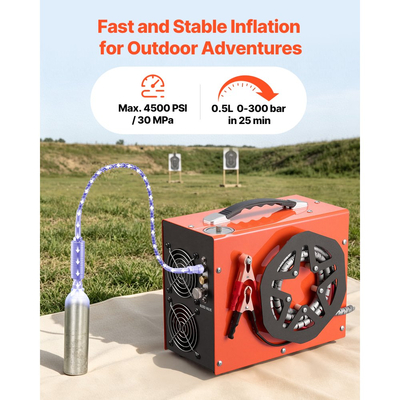 Αεροσυμπιεστής VEVOR PCP 4500PSI PCP Συμπιεστής αεροβόλου & Ενσωματωμένος μετατροπέας, Αυτόματη διακοπή 350W DC12V/AC230V Φορητοί συμπιεστές φιάλης paintball για αεροβόλο, μπουκάλι καταδύσεων