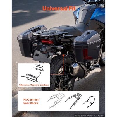 Πλαϊνή βαλίτσα μοτοσικλέτας VEVOR 46L (23L*2) Universal θήκη σέλας μοτοσικλέτας από ABS, αδιάβροχες αποσπώμενες αριστερές & δεξιές πλαϊνές βαλίτσες μοτοσικλέτας με κλειδαριά ασφαλείας για αποθήκευση αποσκευών - Σετ 2 τεμαχίων