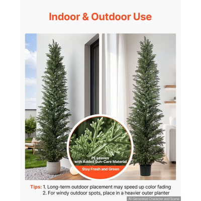 Τεχνητό Κέδρος VEVOR Topiary 2438mm Σετ 2 τεμαχίων με διακοσμητικά φυτά σε γλάστρα, πολυτελή ψεύτικα δέντρα PE, ψεύτικο πράσινο φυτό εσωτερικού και εξωτερικού χώρου όλο το χρόνο για μπροστινή πόρτα, είσοδο, βεράντα, μπαλκόνι, βεράντα, κήπο