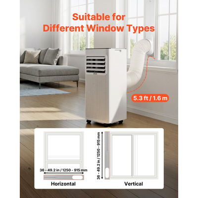 Φορητό Κλιματιστικό VEVOR, 9000 BTU 2.6kW 3 σε 1 Επιδαπέδια Μονάδα Ψύξης με Κλιματιστικό, Οθόνη Αφής LED & Τηλεχειριστήριο, Χρονοδιακόπτης 24 ωρών, Λειτουργία Ψύξης/Αφυγραντήρα/Ανεμιστήρα για Εσωτερικό Δωμάτιο, Λευκό, Ενεργειακή Απόδοση: A