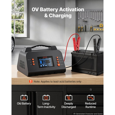 Έξυπνος φορτιστής μπαταρίας VEVOR 20A 6V 12V 24V για λιθίου LiFePO4 μολύβδου-οξέος, συμβατός με αυτοκίνητο, χλοοκοπτικό ATV, συμπαγές RV, συντηρητής φόρτισης με σταγόνα, αποθειωτής, φορτιστής με οθόνη LCD 3,8 ιντσών
