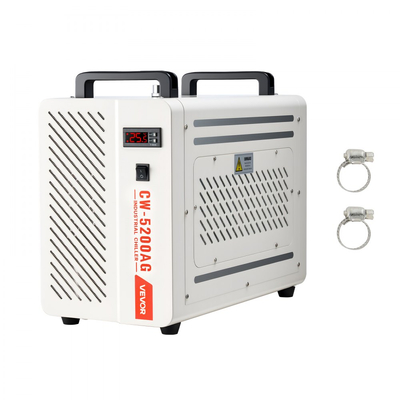 Βιομηχανικός Ψύκτης Νερού VEVOR, 1600W, Βιομηχανικό Σύστημα Ψύξης Ψύκτη Νερού με Συμπιεστή, Χωρητικότητα Δεξαμενής 7 L, Μέγιστη Ροή 13 L/min, Ψύκτης Laser, για Μηχανή Χάραξης & Κοπής Σωλήνων Laser CO2