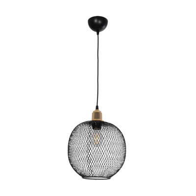 GLOBOSTAR® WIRE LE-201-0019 Μοντέρνο Κρεμαστό Φωτιστικό Οροφής με Ντουί 1 x E27 AC 220-240V IP20 - Μαύρο & Χρυσό - Μ25 x Π25 x Υ32cm