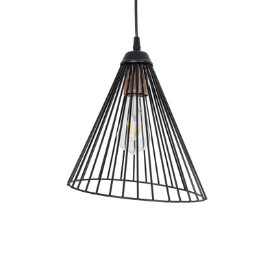 GLOBOSTAR® ARCWIRE LE-203-0015 Μοντέρνο Κρεμαστό Φωτιστικό Οροφής με Ντουί 1 x E27 AC 220-240V IP20 - Μαύρο - Μ25 x Π25 x Υ30cm