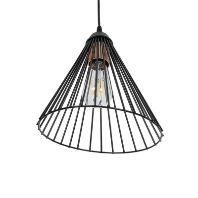 GLOBOSTAR® ARCWIRE LE-203-0015 Μοντέρνο Κρεμαστό Φωτιστικό Οροφής με Ντουί 1 x E27 AC 220-240V IP20 - Μαύρο - Μ25 x Π25 x Υ30cm