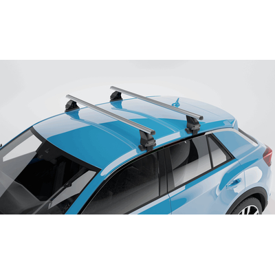 MENABO Ολοκληρωμένο Σετ Μπάρες Οροφής Αλουμινίου OMEGA L 130 cm Σε Ασημί Χρώμα για Volkswagen Touran I (1T) 5 doors 2003>2010 - 2 τεμ. (9910/MB+13470/MB)