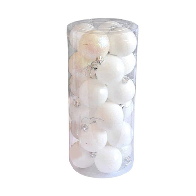 Σετ Χριστουγεννιάτικες μπάλες - 8cm - 24pcs - 326109 - White