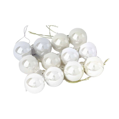 Σετ Χριστουγεννιάτικες μπάλες - 8cm - 12pcs - 326048 - White