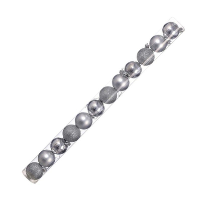 Σετ Χριστουγεννιάτικες μπάλες - 8cm - 12pcs - 326055 - Silver