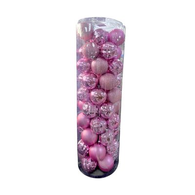 Σετ Χριστουγεννιάτικες μπάλες - 8cm - 50pcs - 326116 - Pink