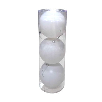 Σετ Χριστουγεννιάτικες μπάλες - 15cm - 3pcs - 326130 - White