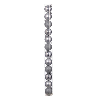 Σετ Χριστουγεννιάτικες μπάλες - 8cm - 12pcs - 326055 - Silver