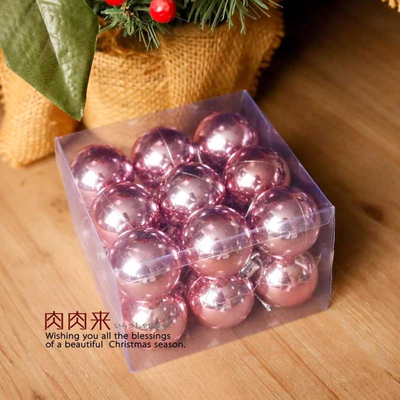 Σετ Χριστουγεννιάτικες μπάλες - 8cm - 6pcs - 326086 - Pink