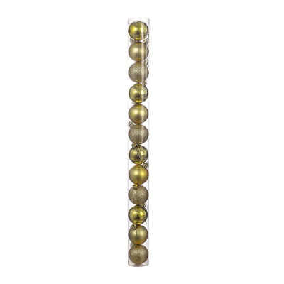 Σετ Χριστουγεννιάτικες μπάλες - 8cm - 12pcs - 326055 - Gold