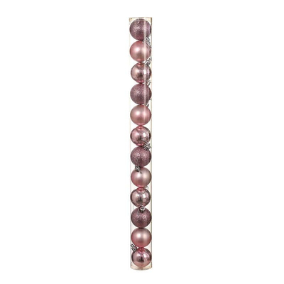 Σετ Χριστουγεννιάτικες μπάλες - 8cm - 12pcs - 326055 - Pink