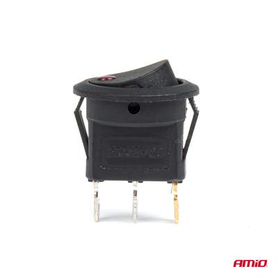 Amio - ΔΙΑΚΟΠΤΗΣ 12V ON/OFF ΣΤΡΟΓΓΥΛΟΣ ΜΕ 3 ΕΠΑΦΕΣ ΚΟΚΚΙΝΟ LED - 1 τεμ. (03961/AM)