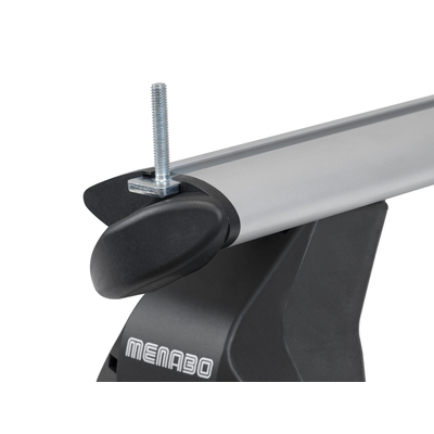 MENABO Ολοκληρωμένο Σετ Μπάρες Οροφής Αλουμινίου OMEGA PLUS L 130 cm Σε Ασημί Χρώμα για Volkswagen Amarok 4 doors 2010>2022 - 2 τεμ. (10590/MB+14730/MB)