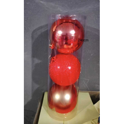 Σετ Χριστουγεννιάτικες μπάλες - 12cm - 3pcs - 326123 - Red