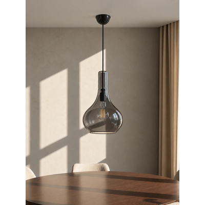GLOBOSTAR® ΤΟΝΕ 206-0044 Μοντέρνο Κρεμαστό Φωτιστικό Οροφής με Ντουί 1 x E27 AC 220-240V IP20 - Διάφανο  - Μ20 x Π20 x Υ36cm