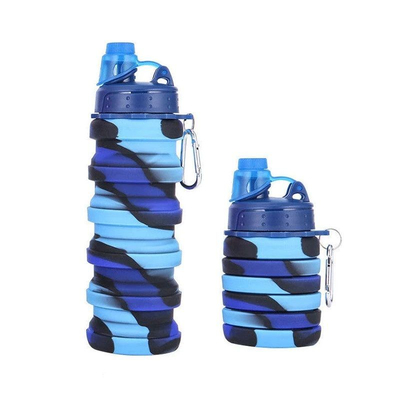 Πτυσσόμενο παγούρι σιλικόνης - 1005 - 500ml - 920045 - Blue/Light Blue