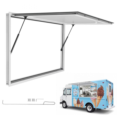 Παράθυρο VEVOR Concession με πλαίσιο αλουμινίου 1220x915mm, για φορτηγό τροφίμων, παράθυρα σερβιρίσματος με βάση έως 85 μοίρες με πόρτα τέντας και γάντζο έλξης, ανθεκτικό στο νερό της βροχής για ρυμουλκούμενο παραχώρησης